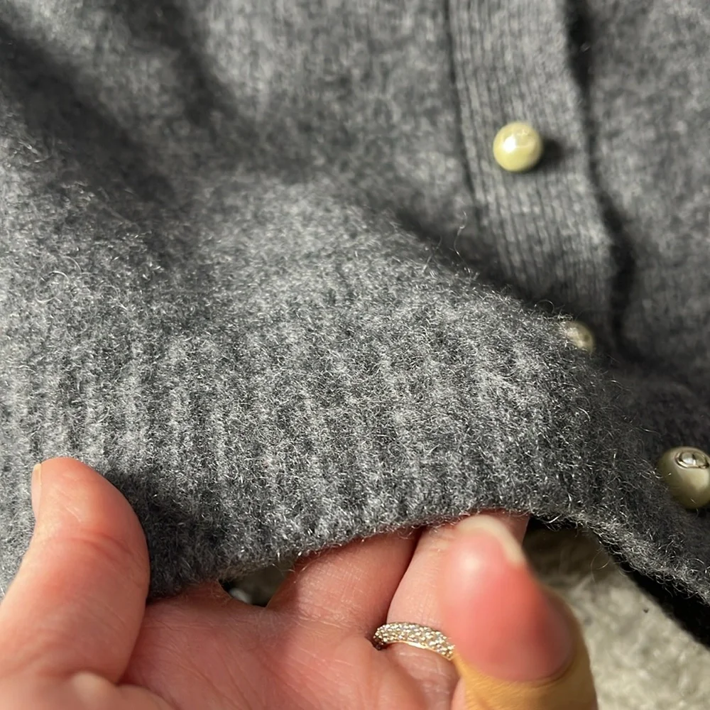 Christian Dior originally sz 34 pearl cashmere cardigan sweater, SHRUNKEN